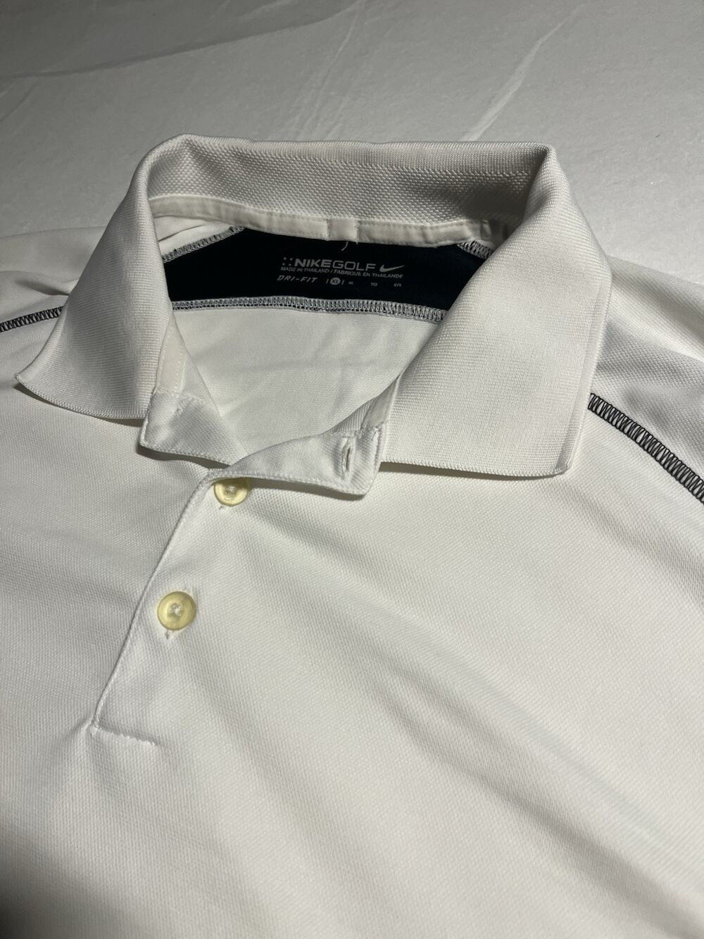 Nike Golf Dri-FIT Polo Shirt Men’s XL White Black Piping Short Sleeve Golf
